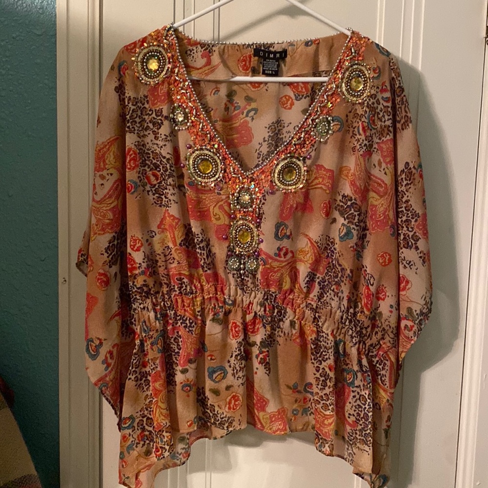 Womens Boho Blouse with Batwing Sleeves